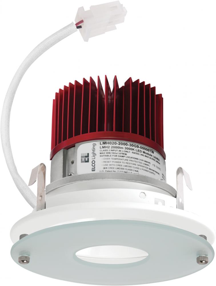 Elco Lighting 4" LED Light Engine, Drop Glass Trim, 8.76W, SunsetK, CRI93+, White, E412C0827W2