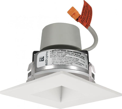Elco Lighting 4" LED Module & Driver, Square on Square Baffle Trim, 11.4W, 3500K, CRI93+, Triac/ELV, Black, E415R0835BB