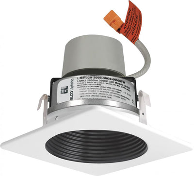 Elco Lighting 4" LED Module & Driver, Square Baffle Trim, 11.4W, 2700K, CRI93+, Triac/ELV, 120V, E424R08SDBB