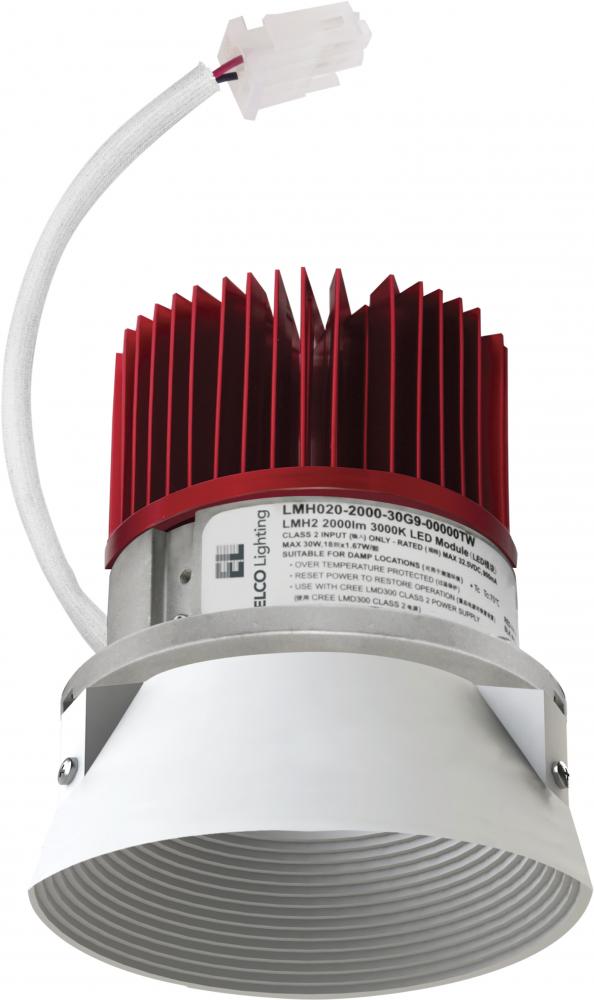 Elco Lighting 4" Trimless Baffle LED Light Engine, 8.76W, 3000K, CRI93, Triac/ELV/0-10V, White, E434C0830W2