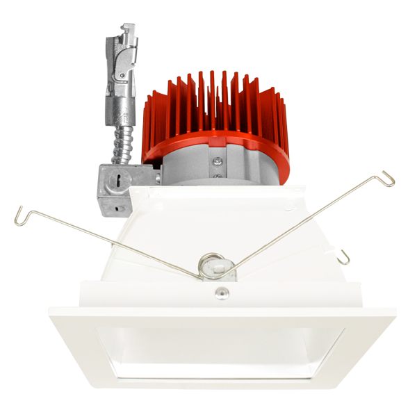 Elco Lighting 4" Square Reflector LED Light Engine Trim, 1600 lm, 3000K, CRI93, 38° Beam, Haze with White Trim, E440L1630H2