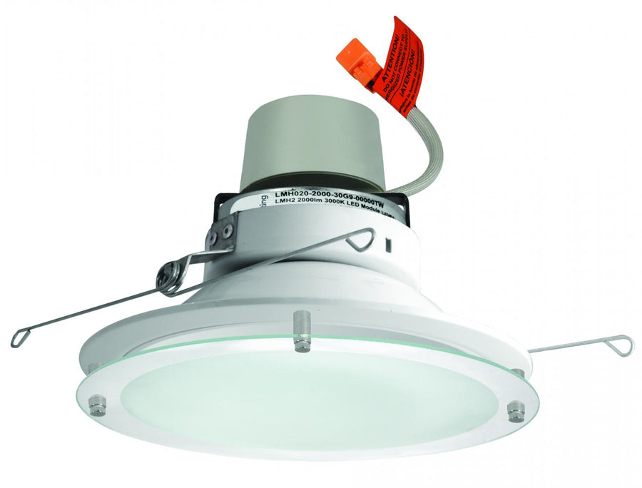 Elco Lighting 6" Drop Glass Reflector, 11.4W, 3500K, CRI93+, Triac/ELV, 120V, White, E612R0835W