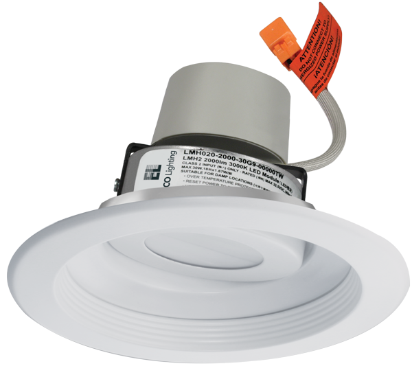 Elco Lighting 6" Round Adjustable Baffle Trim, 11.4W, 2700K-1800K Sunset Dim-to-Warm, CRI93+, Triac/ELV, White, E616R08SDW