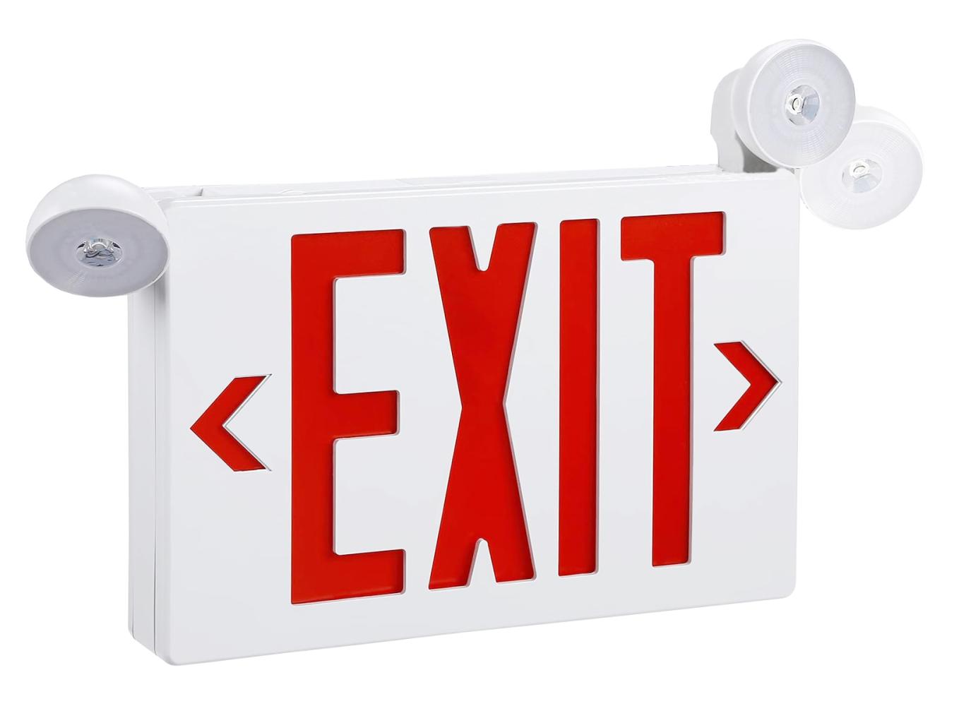Elco Lighting LED Exit Sign and Emergency Light Combo, 120/277V, 2W, Green Letters, EE86HRG