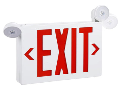 Elco Lighting LED Exit Sign and Emergency Light Combo, 120/277V, 2W, Green Letters, EE86HRG