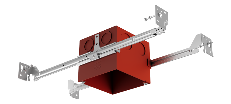 Elco Lighting 4" Square IC Airtight Junction Box, 2-Hour Fire Rated, Hanger Bars, EJB44ICA