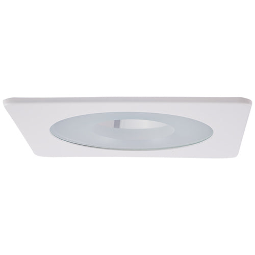 Elco Lighting 4" Square Shower Trim, Frosted Pinhole Lens, MR16, White, EL2415W