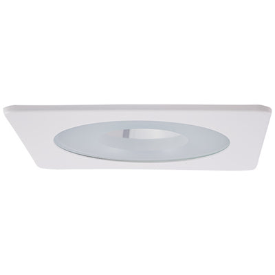 Elco Lighting 4" Square Shower Trim, Frosted Pinhole Lens, MR16, White, EL2415W