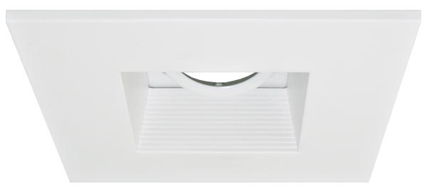 Elco Lighting 4" Die-Cast Aluminum Square Adjustable Baffle Trim, MR16, White, EL2484W