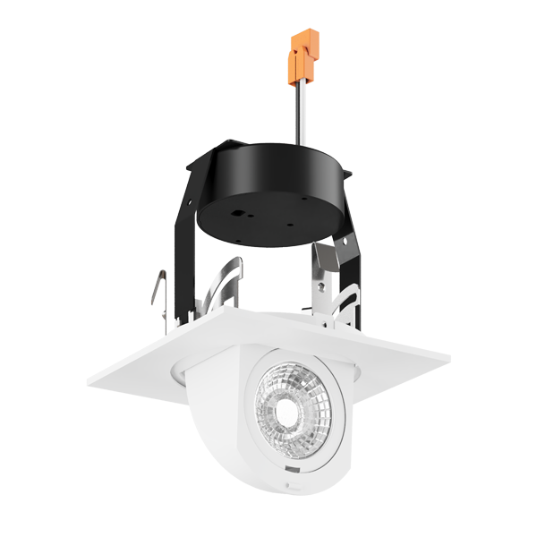 Elco Lighting 4" LED Square Adjustable Pull-Down Insert, 12.6W, 2700K, CRI93+, TRIAC, White, EL44727W