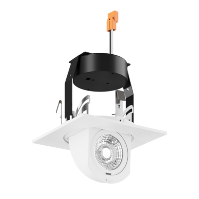 Elco Lighting 4" LED Square Adjustable Pull-Down Insert, 12.6W, 3000K, CRI93+, TRIAC, White, EL44730W