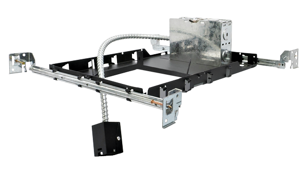 Elco Lighting Birch 4" Square New Construction Plaster Frame, 90-Minute Battery Backup, ELB44SQPF-EM5