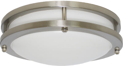 Elco Lighting Darby LED High Lumen Double Ring Ceiling Light, 10 In., 120V, TRIAC/ELV, Nickel, ELD21030W