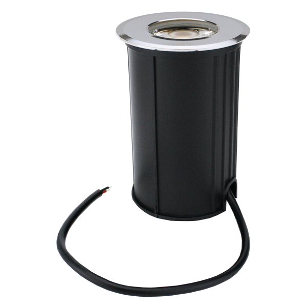 Elco Lighting In-Ground LED Light, 3W, 3000K, 12V, Triac/ELV Dimming, Black Trim, ELIG330250B