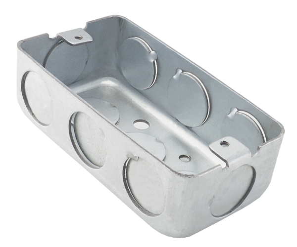 Elco Lighting 2"×4" Junction Box, Galvanized Steel, 11 Knockouts, ELJ242CVR