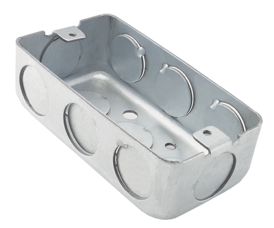 Elco Lighting 2"×4" Junction Box, Galvanized Steel, 11 Knockouts, ELJ242CVR