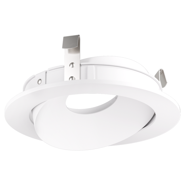 Elco Lighting Pex 4" Round Directional Gimbal, 25° Tilt, Black with White Trim, ELK4179B
