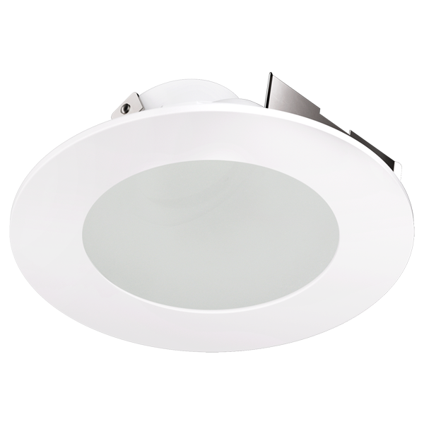 Elco Lighting Koto 4" Universal Sloped Ceiling Trim, Frosted Glass, Wet Location, Black with White Trim, ELK4349B