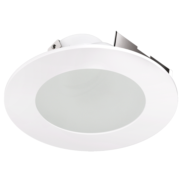 Elco Lighting Koto 4" Universal Sloped Ceiling Trim, Frosted Glass, Wet Location, Haze with White Trim, ELK4349H