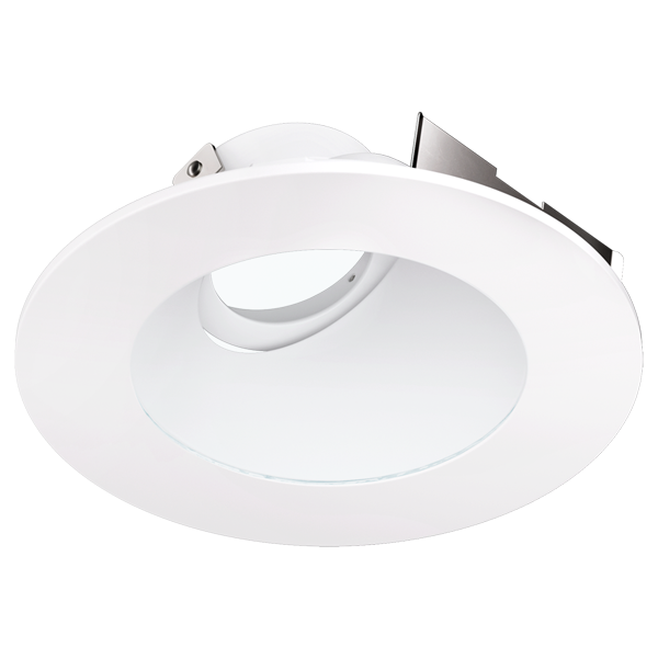 Elco Lighting Pex 4" Universal Sloped Ceiling Koto Trim with Clear Glass, Black with White Trim, ELK4347B