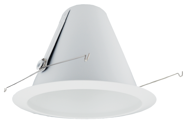 Elco Lighting 6" Airtight Smooth Metal Cone Reflector, Torsion Springs, White, ELM301W