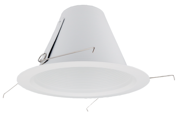 Elco Lighting 6" Shallow Baffle Self-Flanged Trim, Torsion Springs, White, ELM305W