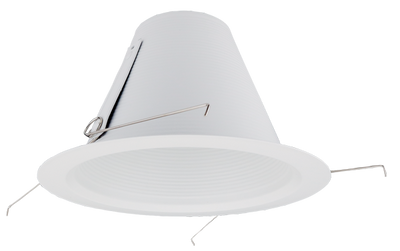 Elco Lighting 6" Shallow Baffle Self-Flanged Trim, Torsion Springs, White, ELM305W