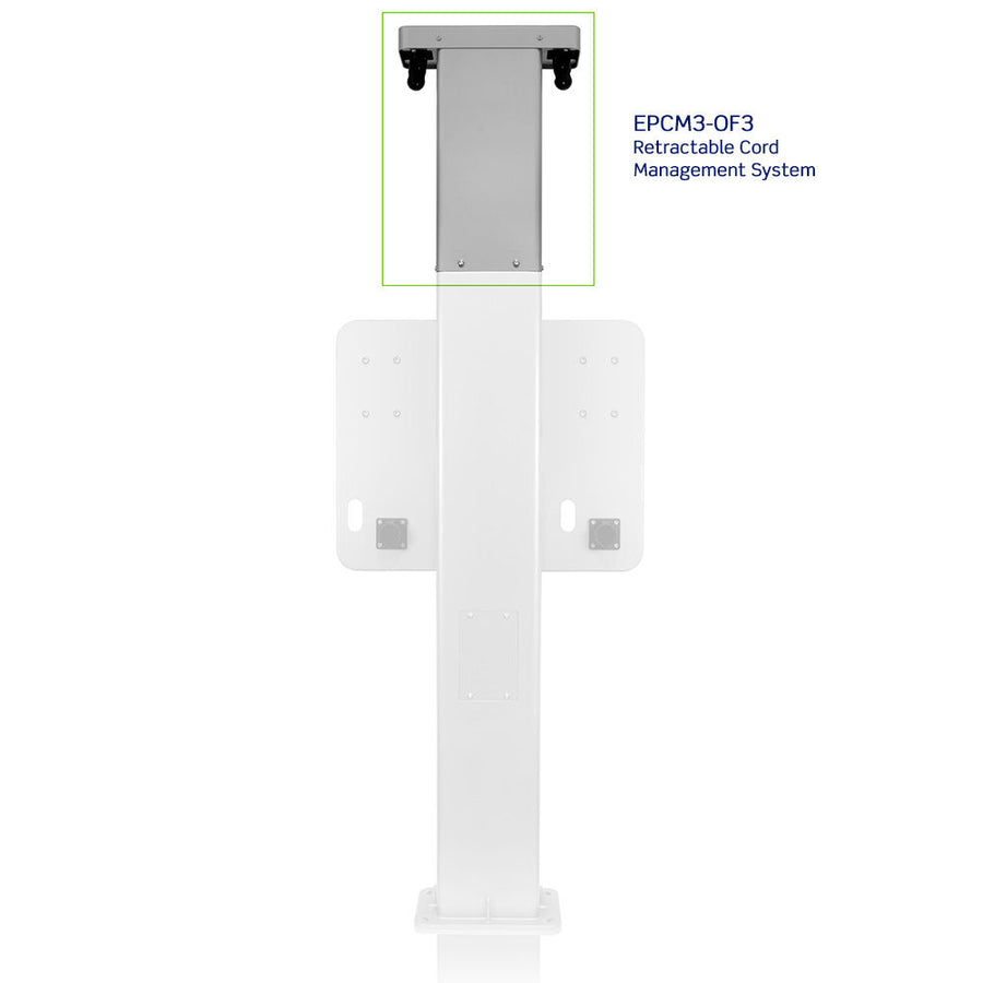 Leviton Retractable Cord Management System for Dual Mount Charging Station Pedestal, Side/Side with Retractable Cord Management, EPCM3-OF3