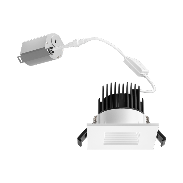 Elco Lighting 2 In. LED Square Baffle, 8W, CCT Selectable, CRI90, 120V, White, ERT215CT5W