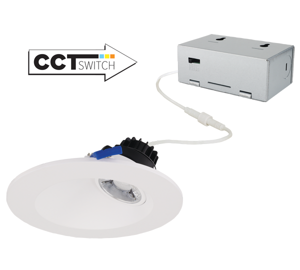 Elco Lighting ERT425 4" LED Sloped Round Regressed Gimbal, 8W, CCT Selectable, CRI90, Triac/ELV, ERT425CT5W