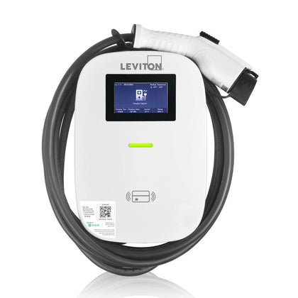 Leviton Level 2 Electric Vehicle Charging Station Charging Station Management Software and LCD Screen, 48A Max Output - 18ft Cable - 208-240V, EV48S