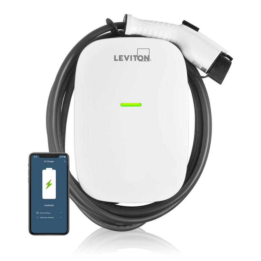 Leviton Level 2 Electric Vehicle Charging Station With Wi-Fi, Works with My Leviton App, 32A Max Output - 18ft Cable - 208-240V, EV32W