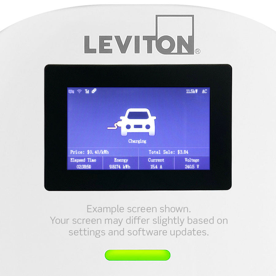 Leviton Level 2 Electric Vehicle Charging Station Charging Station Management Software and LCD Screen, 80A Max Output - 18ft Cable - 208-240V, EV80S