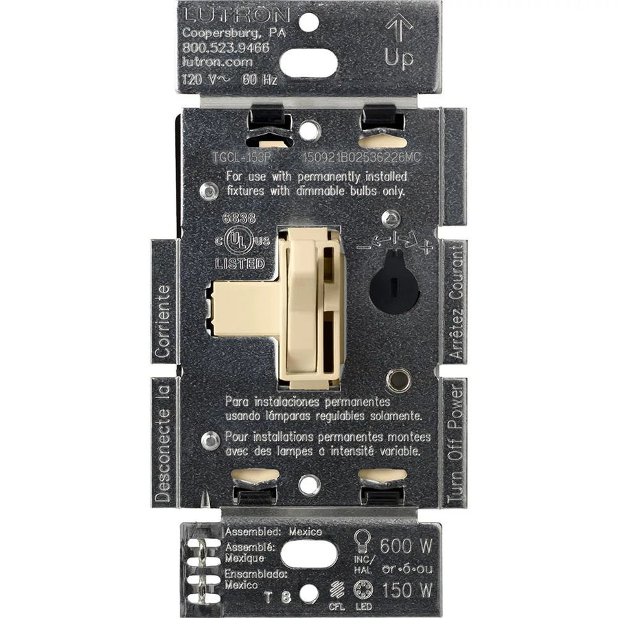 Lutron Ariadni LED+ Dimmer Switch, 150W LED, Single Pole/3-Way, No Neutral Required,120V, AYCL-153P-IV, Ivory