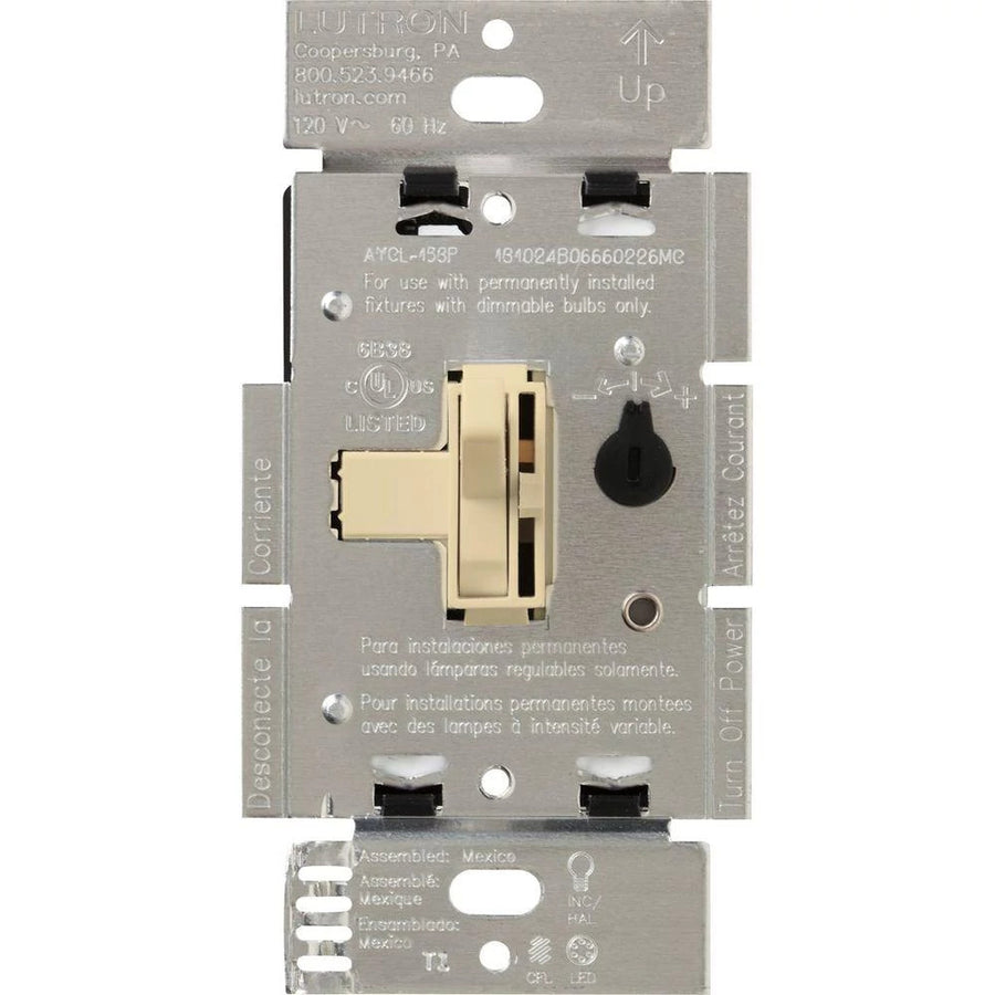 Lutron Ariadni LED+ Dimmer Switch, 250W LED, Single Pole/3-Way, No Neutral Required,120V, AYCL-253P-IV, Ivory