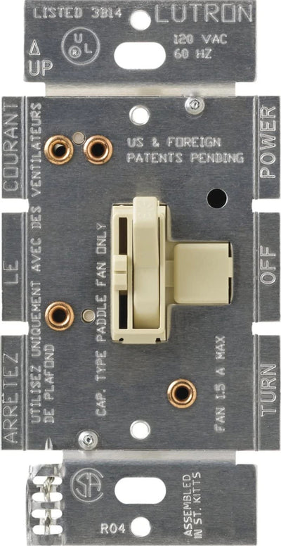 Lutron Ariadni Quiet Fan Speed Control, 1.5A, 120V, 3-Speed, Ivory, AYFSQ-F-IV