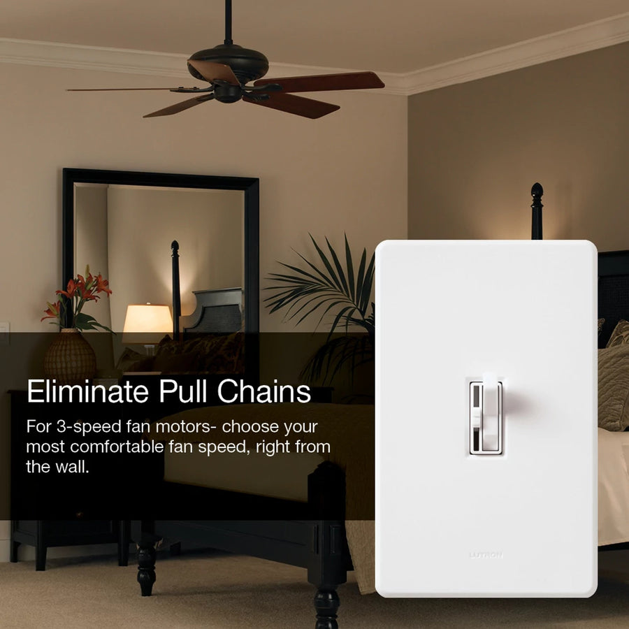 Lutron Ariadni Quiet Fan Speed Control, 1.5A, 120V, 3-Speed, Almond, AYFSQ-F-AL