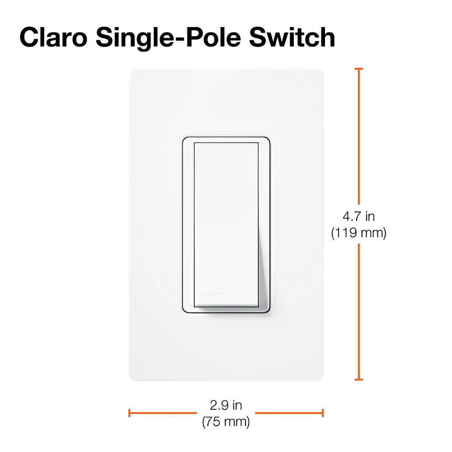 Lutron Claro Single-Pole On/Off Rocker Switch with Locator Light, 15A, Biscuit, SC-1PSNL-BI