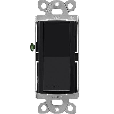 Lutron Claro Single Pole/3-Way, On/Off Rocker Switch, 15A, Gloss Finish, CA-3PS-BL, Black