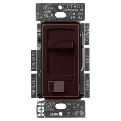 Lutron Skylark Contour LED+ Dimmer Switch, No Neutral Required, 150W LED or 600W Inc/Hal, 120V, Single Pole/3-Way, CTCL-153P-BR, Brown