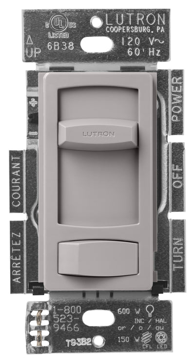 Lutron Skylark Contour LED+ Dimmer Switch, No Neutral Required, 150W LED or 600W Inc/Hal, 120V, Single Pole/3-Way, CTCL-153P-GR, Gray