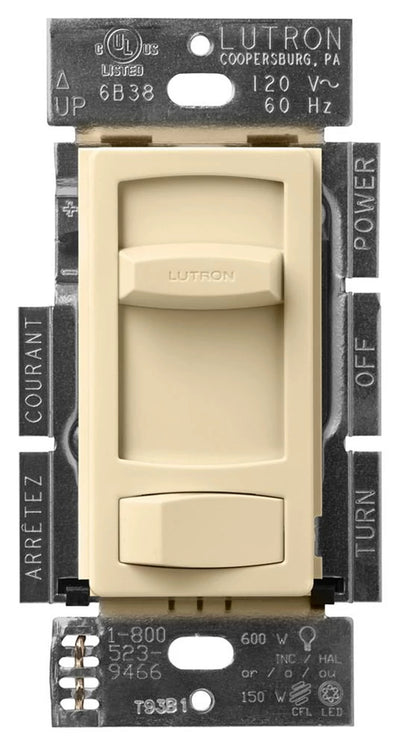 Lutron Skylark Contour LED+ Dimmer Switch, No Neutral Required, 150W LED or 600W Inc/Hal, 120V, Single Pole/3-Way, CTCL-153P-IV, Ivory