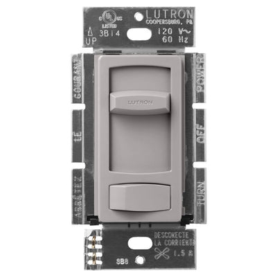 Lutron Skylark Contour Quiet 3-Speed Fan Control, No Neutral Required, 1.5A 3-Speed Ceiling Fan, 120V, Single Pole/3-Way, CTFSQ-F-GR, Gray