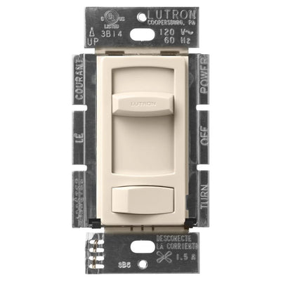 Lutron Skylark Contour Quiet 3-Speed Fan Control, No Neutral Required, 1.5A 3-Speed Ceiling Fan, 120V, Single Pole/3-Way, CTFSQ-F-LA, Light Almond