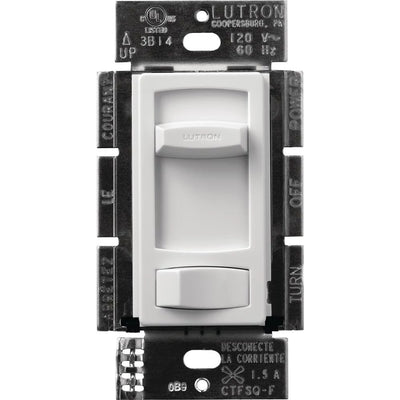 Lutron Skylark Contour Quiet 3-Speed Fan Control, No Neutral Required, 1.5A 3-Speed Ceiling Fan, 120V, Single Pole/3-Way, CTFSQ-F-WH, White