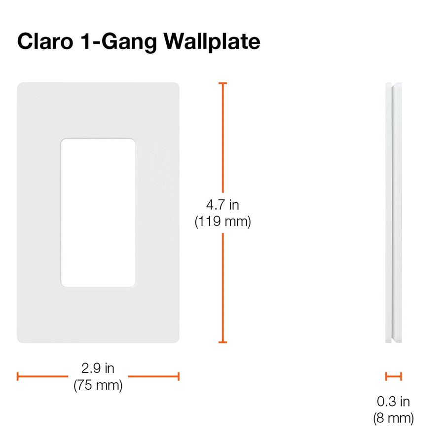 Lutron Claro Wallplate, Single-Gang, Gray, CW-1-GR