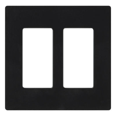 Lutron Claro Wallplate, Two-gang, Black, CW-2-BL