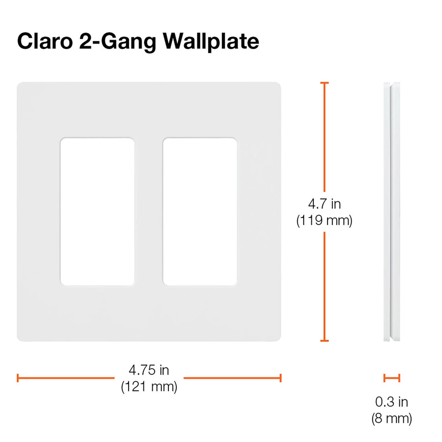 Lutron Claro Wallplate, Two-gang, Ivory, CW-2-IV