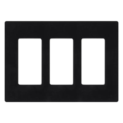 Lutron Claro Wallplate, Three-Gang, Black, CW-3-BL