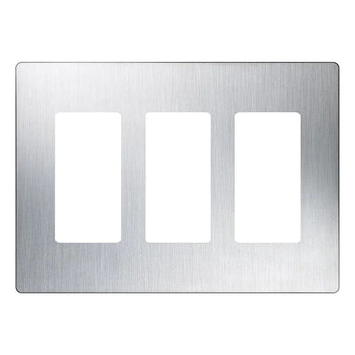Lutron Claro Wallplate, Three-Gang, Stainless Steel, CW-3-SS